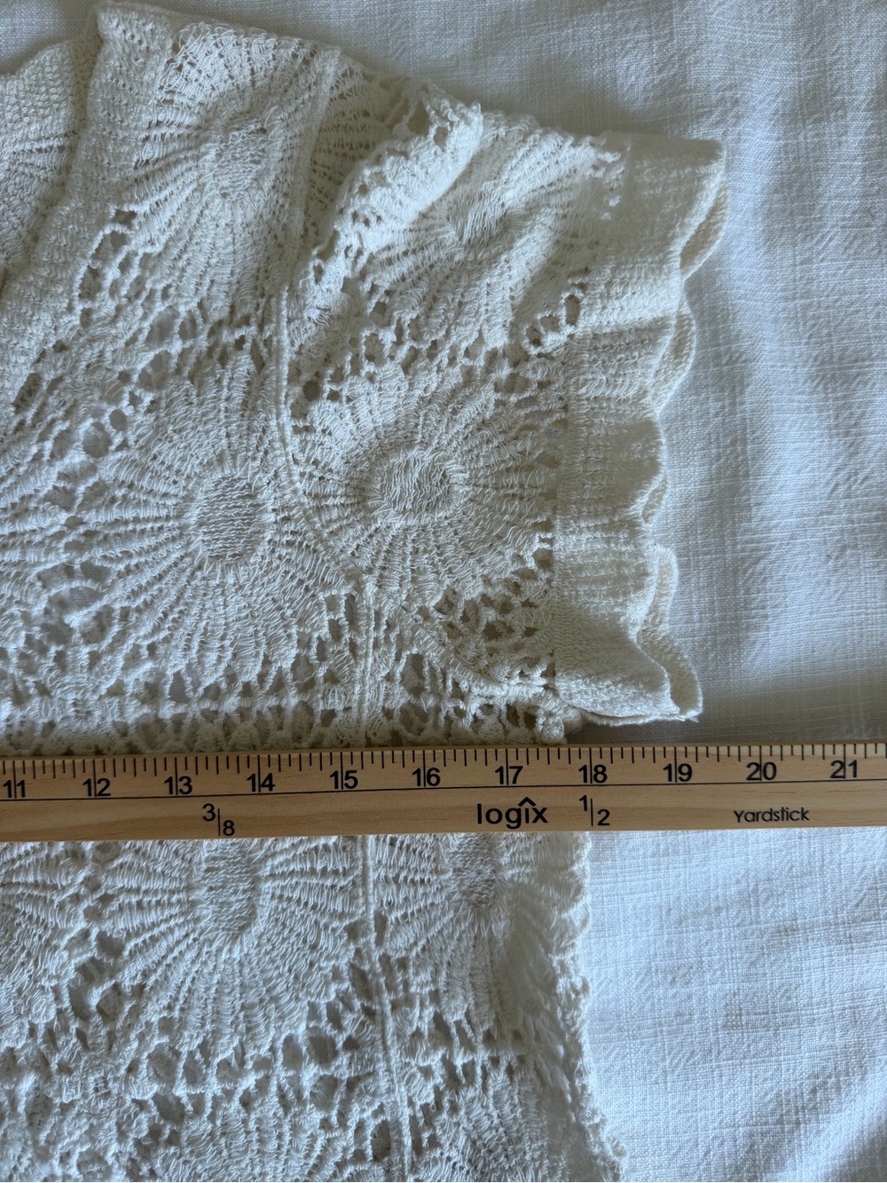 Rebellion Flower Crochet Button-Front Cardigan-White - Picture 7 of 8